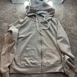 cropped grey zip up